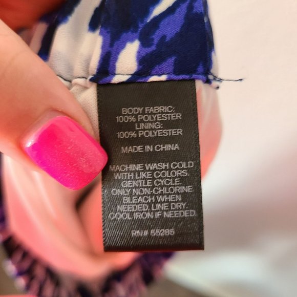 Express US XS Maxi Skirt White Blue Ikat Lightweight Flowy Lined - Picture 6 of 12